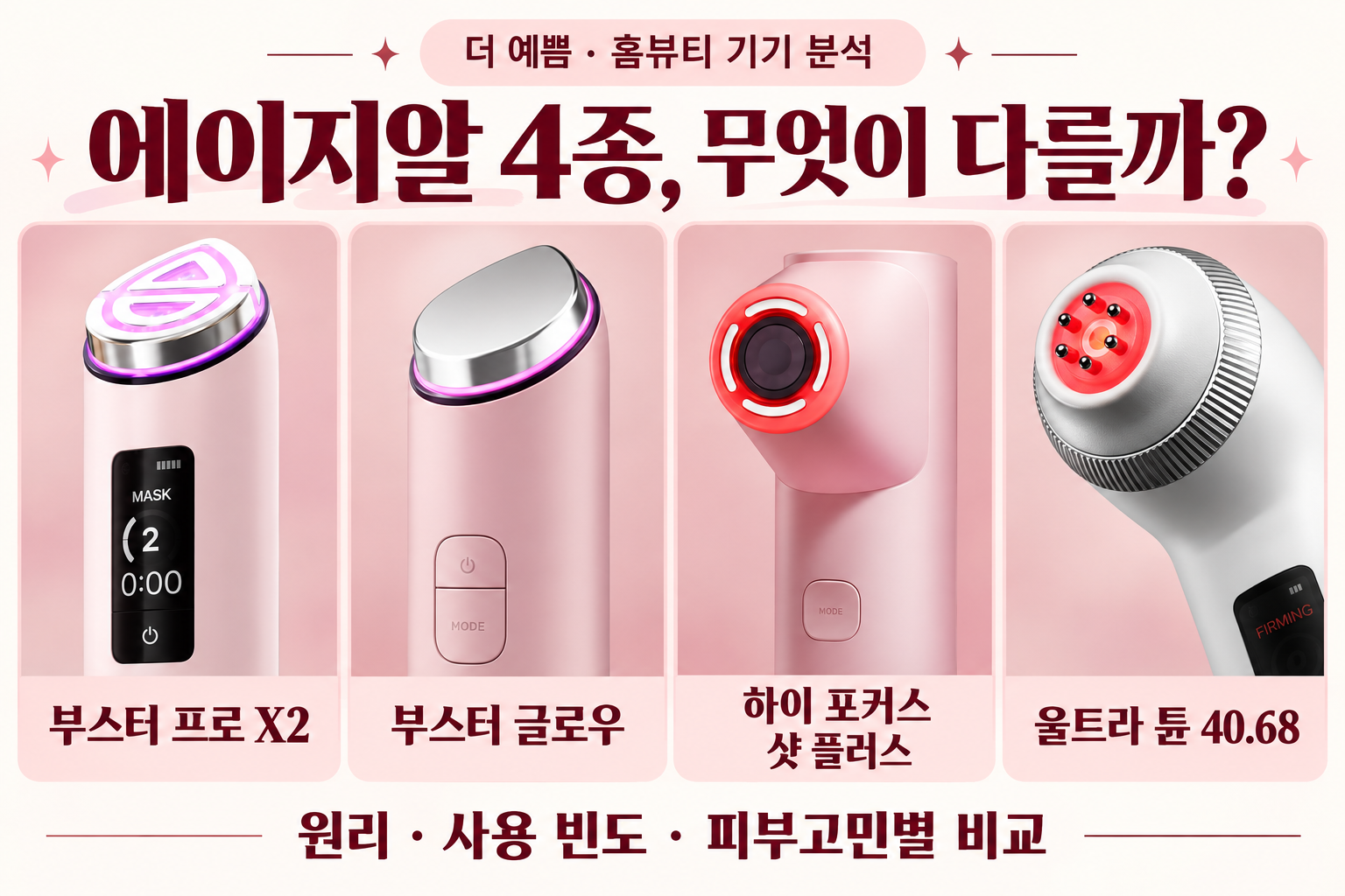 에이지알 4종 비교: 부스터 프로 X2, 부스터 글로우, 하이 포커스 샷 플러스, 울트라 튠 40.68