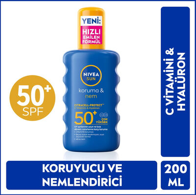 Nivea Sun SPF50 Yüksek Güneş Koruyucu ve Nemlendirici Vücut Spreyi 200 ml 제품 사진