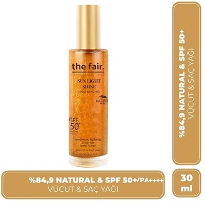 the fair. Sun Light Shine SPF50+/PA++++ Parıltılı Güneş Koruyucu Vücut ve Saç Yağı 제품 사진