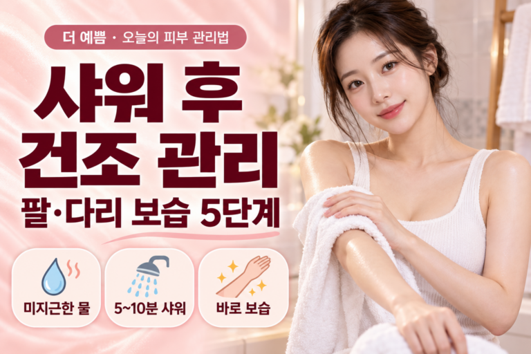 샤워 후 건조 관리 — 팔·다리 보습 5단계, 미지근한 물과 바로 보습