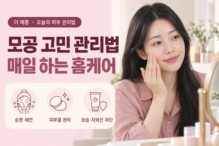 모공 고민 관리법: 긴 머리 여성의 피부 관리와 순한 세안·피부결 관리·보습·자외선 차단 안내